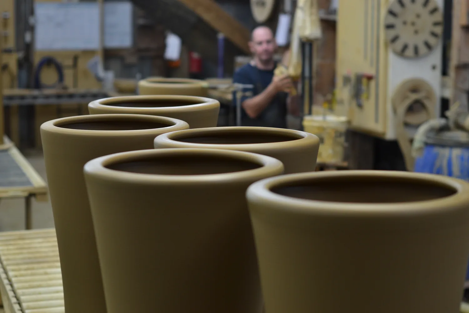 Freshly thrown umbrella pots