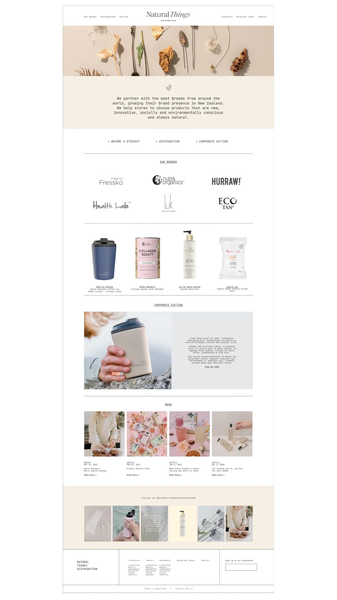 Natural Things B2B — website mockup
