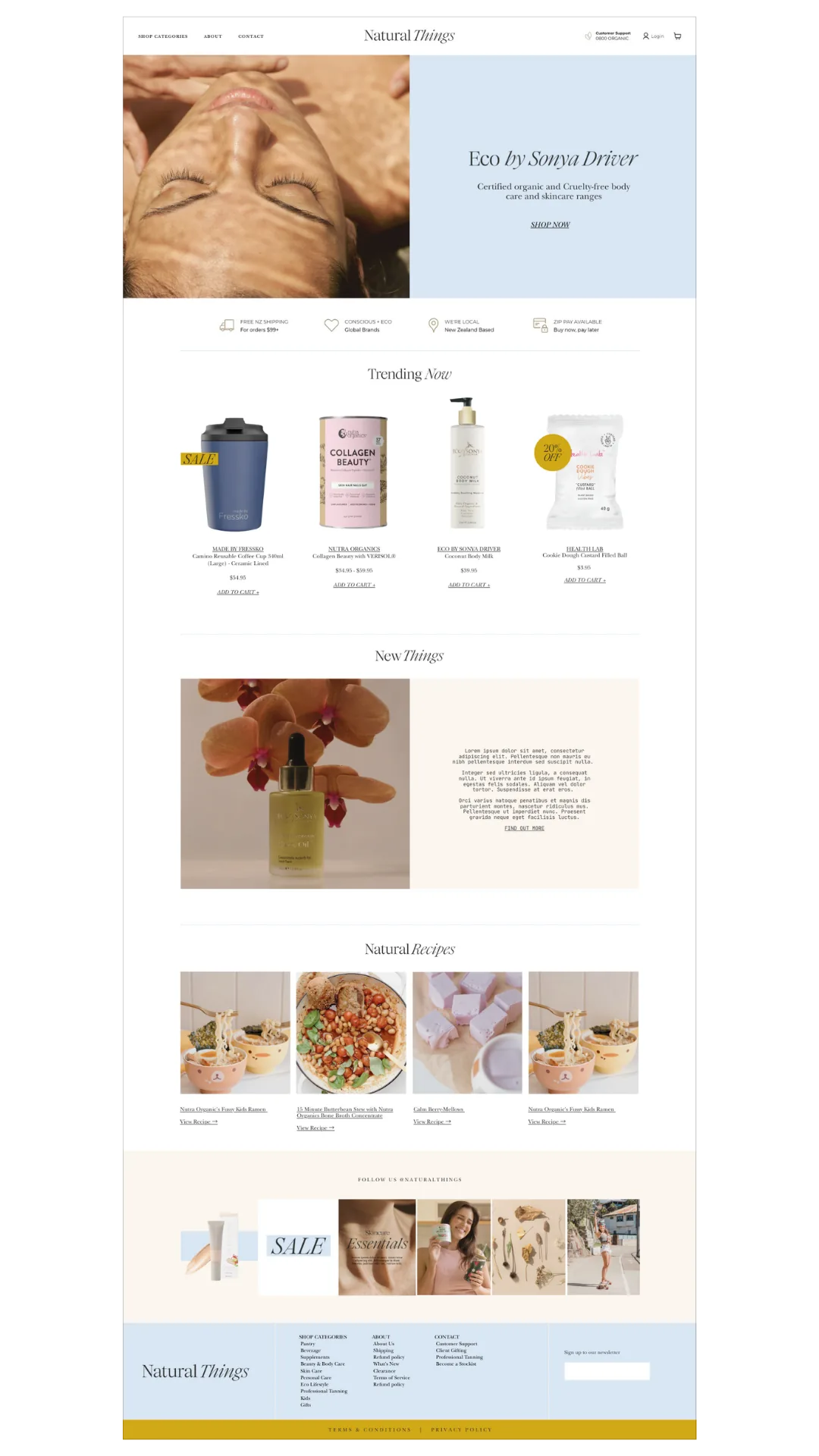 Natural Things — website mockup