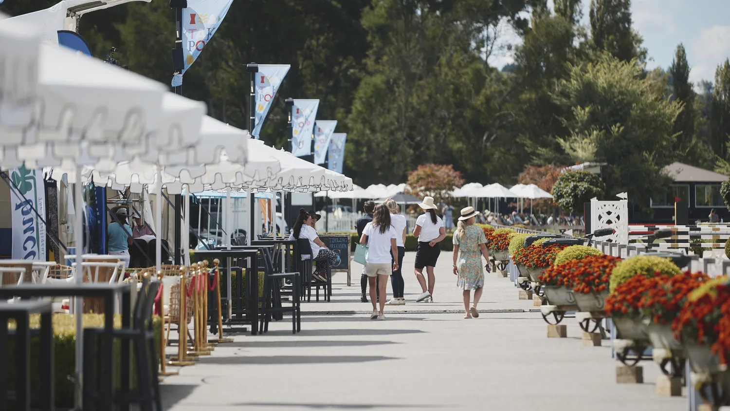 Dining inside the marquee