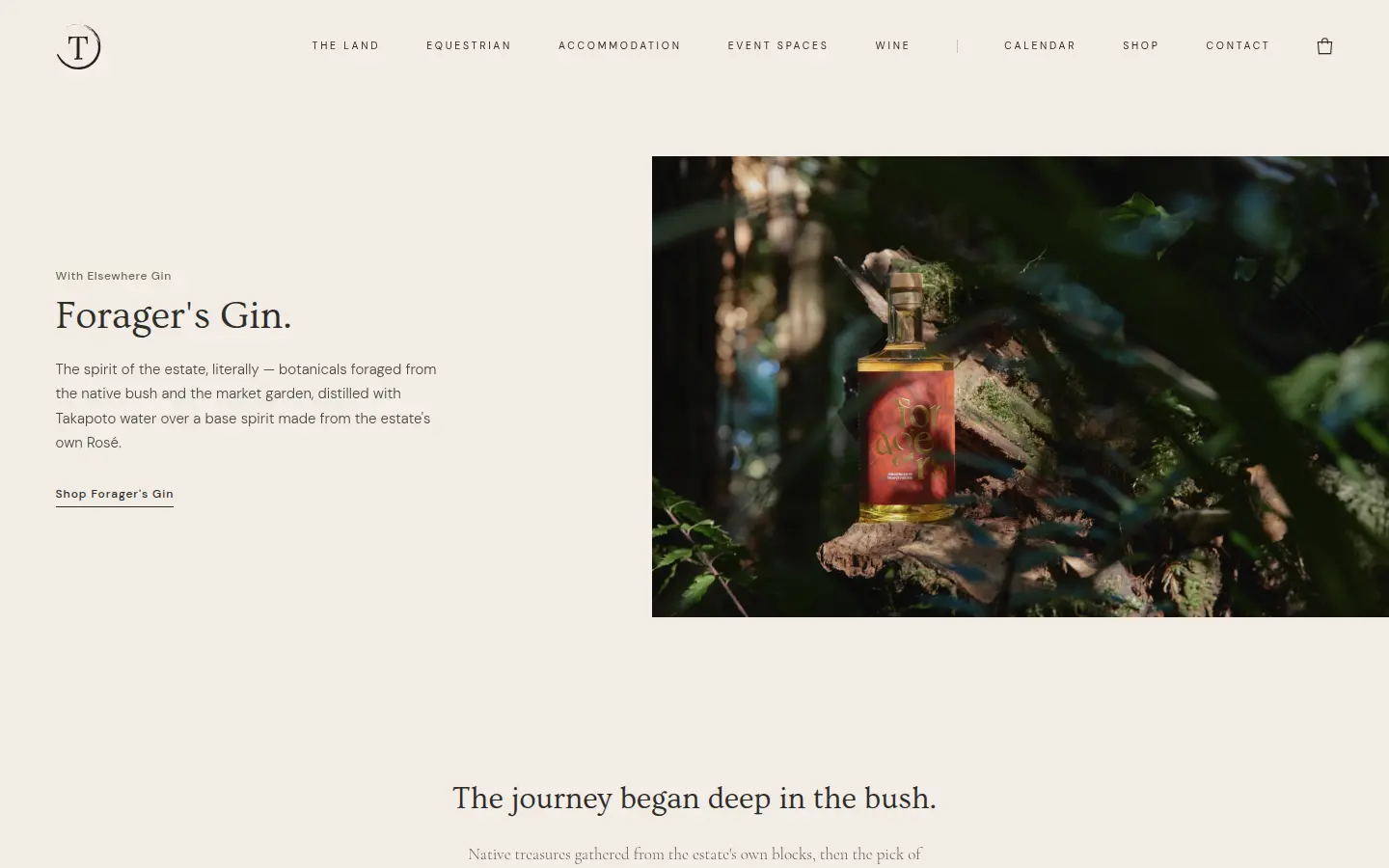 Takapoto Estate website — Forager's Gin page.